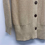 Paneros Size M Women's Tan Solid Button Up Sweater