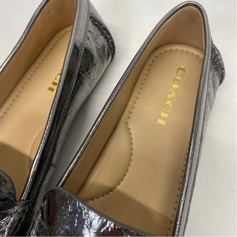 Coach Size 10 Women's Silver Cracked Loafer Shoes