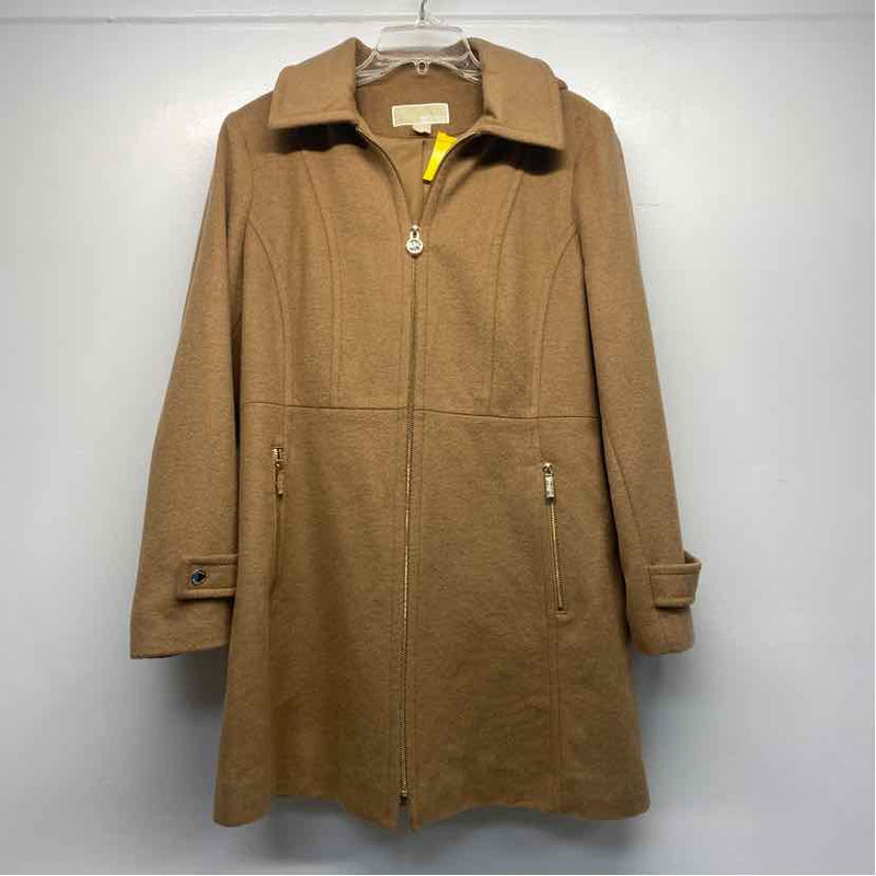 Michael Michael Kors Women's Size L Beige Solid Overcoat Coat