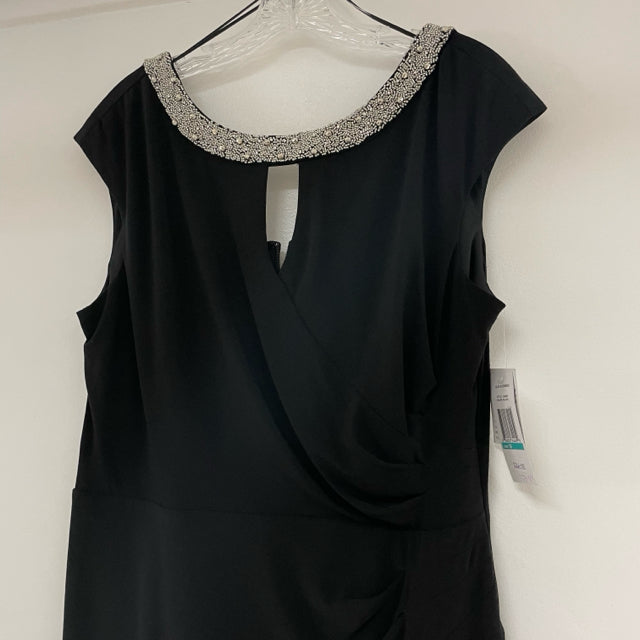 Alex Evenings Size 16-XL Women's Black Beaded Sheath Dress