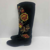 Joan & Davis Couture Size 6.5 Women's Black-Multi Embroidered Riding Boots