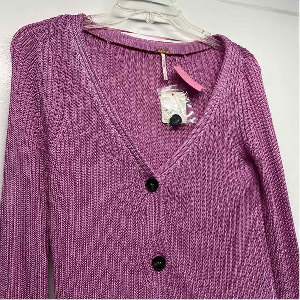 Free People Size XS Women's Pink Solid Button Up Sweater