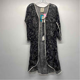 Poetic Threads Women's Size One fits most Black-White Embroidered Kimono Wrap