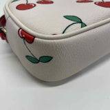 Coach White-Red Leather Cherries Print Wristlet Clutch