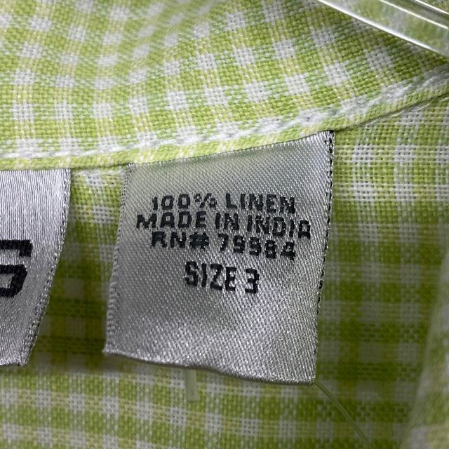 Chico's Size XL-3 Women's Green-White Plaid Button Down Blouse