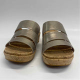 Kork-Ease Size 7 Women's Silver Shimmer Wedge Sandals