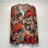 Johnny Was Size S Women's Tan-Multi Floral V Neck Blouse