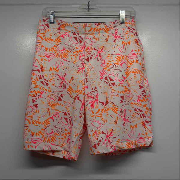 Under Armour Size 6 Women's White-Multicolor Pattern Bermuda Shorts