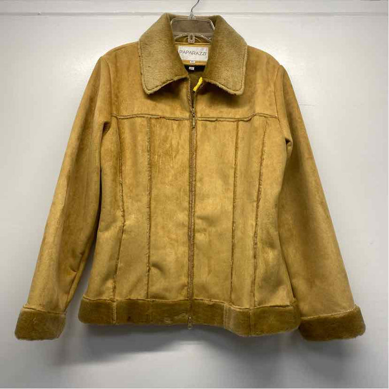 Paparazzi Women's Size Xl Camel Solid Zip Up Coat