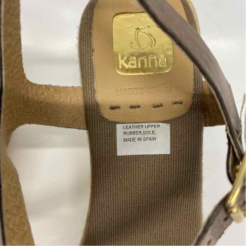 Kanna Size 41-11 Women's Taupe Cut Out Wedge Sandals