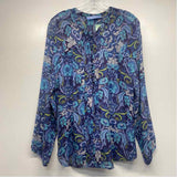 Robert Graham Size M Women's Blue-Multi Floral Pullover Blouse