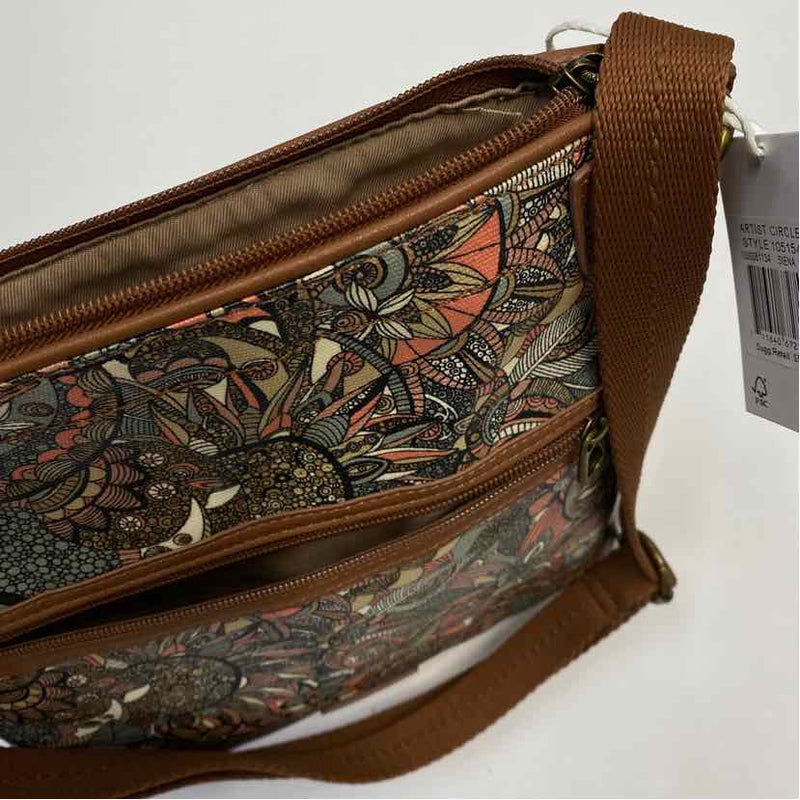 Sakroots Brown-Multi Faux Leather Pattern Crossbody Handbag