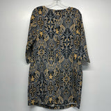 Tahari Size 8-M Women's Black-Yellow Pattern Shift Dress