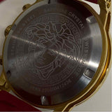 Versace Gold-Red Signature Stainless Steel Round Watch