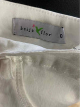 Beija Flor Size 10-30 Women's White Solid Pencil-Knee Skirt