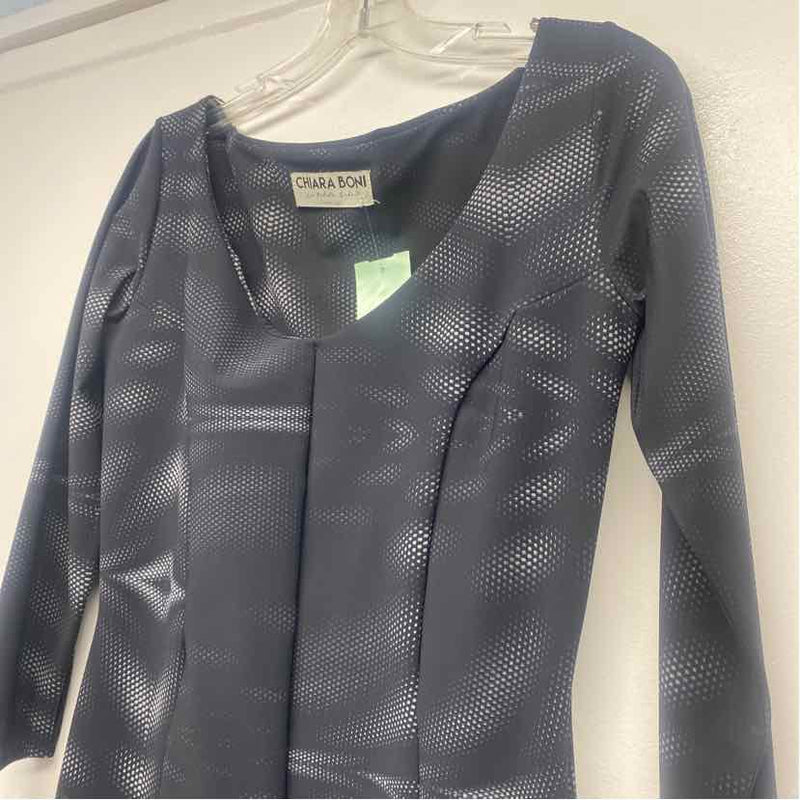 Chiara Boni La Petite Robe Size 46- L Women's Black-Gray Pattern Sheath Dress