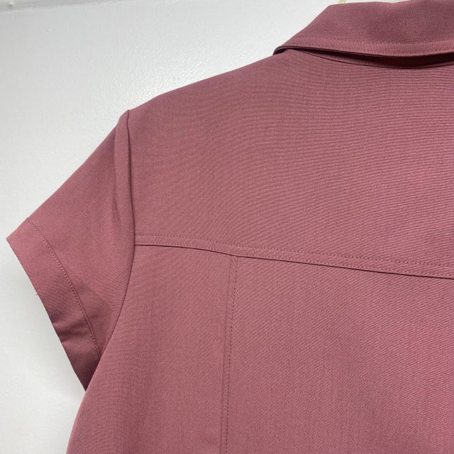 Sharagano Size 14-XL Women's Rose Solid Short Sleeve Dress