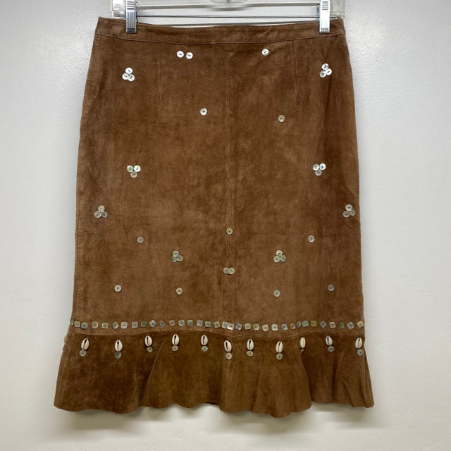 For Joseph Women's Size 27-4 Brown Flare Hem Beaded Skirt