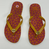 Tory Burch Size 8-9 Women's Orange-Multi Geometric Camel Toe Flip Flops