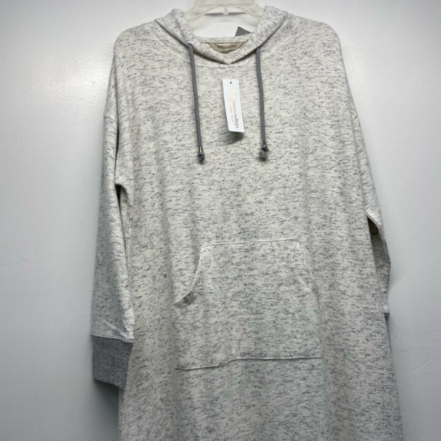 Soft Surroundings Size L Women's Light Gray Tweed Maxi-Long Sleeve Dress