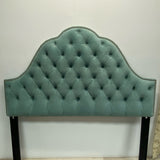 Full Size Aqua Fabric Studded Tufted Headboard