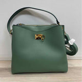 Green Faux Leather Pebbled Shoulder Handbag
