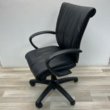 Black Faux Leather Solid Arm Adjustable Executive Office Chair