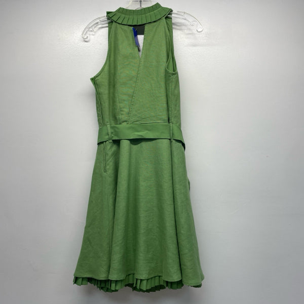 Next Size 12-M Women's Green Solid Faux Wrap Dress