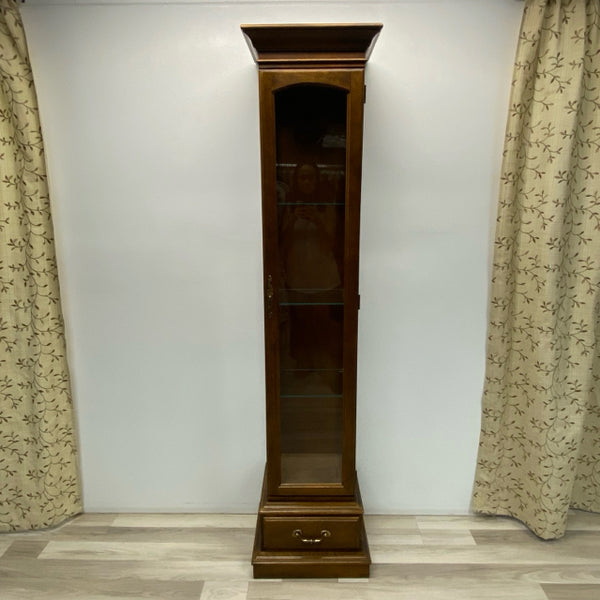 Ethan Allen Brown Wood-Glass Curio Cabinet