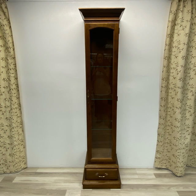 Ethan Allen Brown Wood-Glass Curio Cabinet