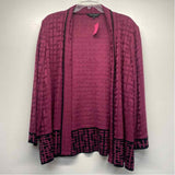 Ming Wang Size 2x Women's Magenta Pattern Open Front Sweater