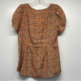 Rebecca Taylor Size 12-L Women's Beige-Multi Pattern Pullover Short Sleeve Top
