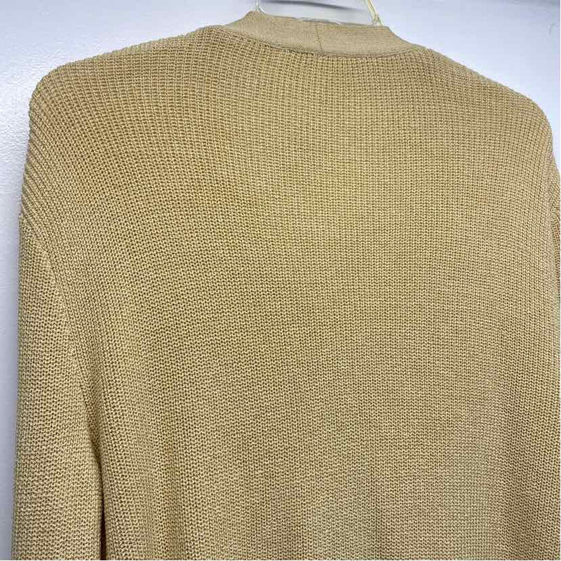 St. John Size M Women's Gold Solid Button Up Sweater