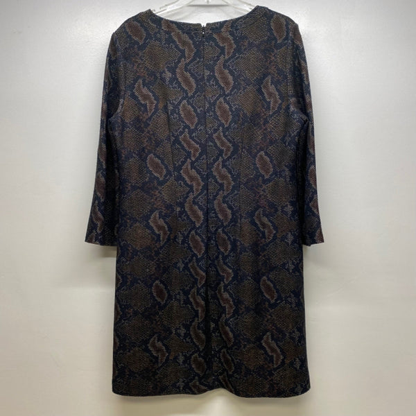 Worth Women's Size 10-M Brown-Multi Pattern Long Sleeve Dress