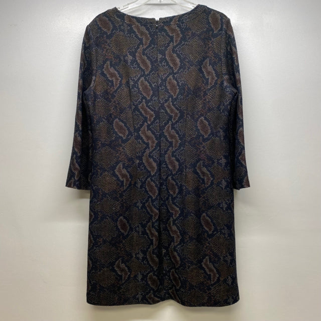 Worth Women's Size 10-M Brown-Multi Pattern Long Sleeve Dress