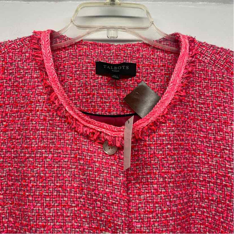 Talbots Women's Size 16W-2X Pink Tweed Button Up Jacket