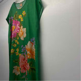 Johnny Was Size Xl Women's Green-Multi Floral Midi Cap Sleeve Shift Dress
