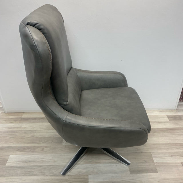 Swivel Gray Leather Chair