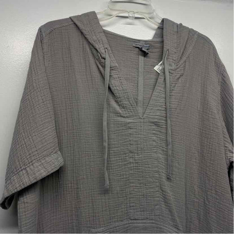 Carbon 2 Cobalt Size Xl Women's Gray Solid Shift Short Sleeve Hoodie Dress