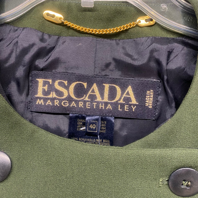 Escada Women's Size M-40 Green Solid Double Breasted Jacket