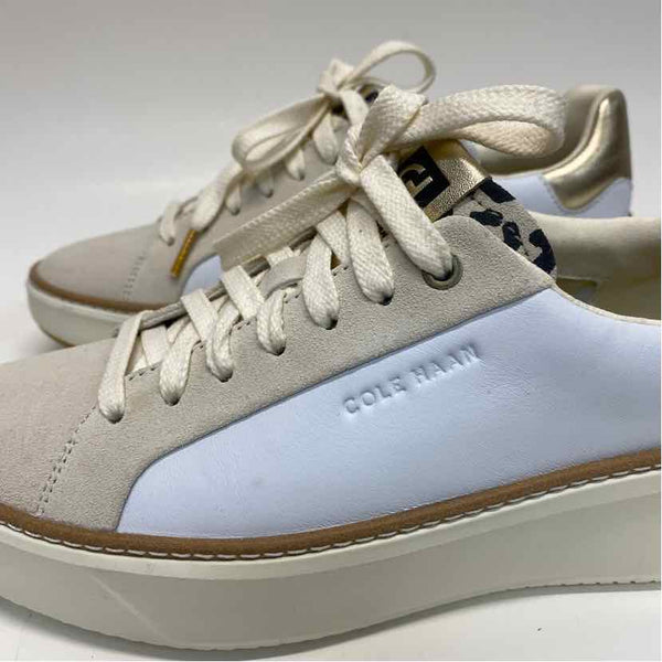 Cole Haan Size 7.5 Women's Beige-White Patchwork Lace Up Sneakers