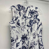 Eliza J Size 8-M Women's White-Navy Floral Fit And Flare Dress