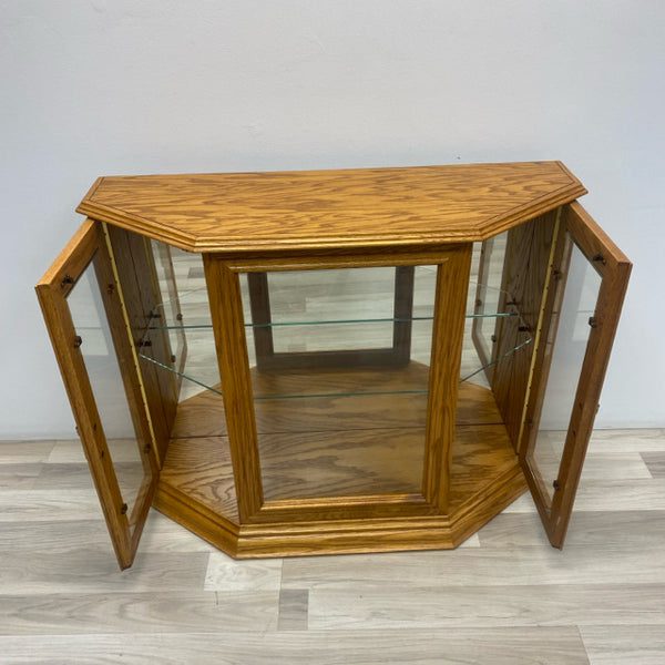 Natural Wood-Glass Curio Cabinet