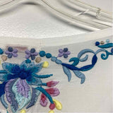 Johnny Was Size S Women's White-Multicolor Embroidered 3/4 Sleeve Blouse