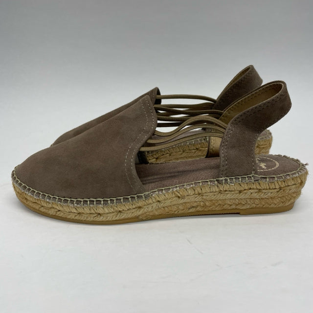 Toni Pons Size 39-8 Women's Taupe Solid Strappy Espadrille Wedge Shoes