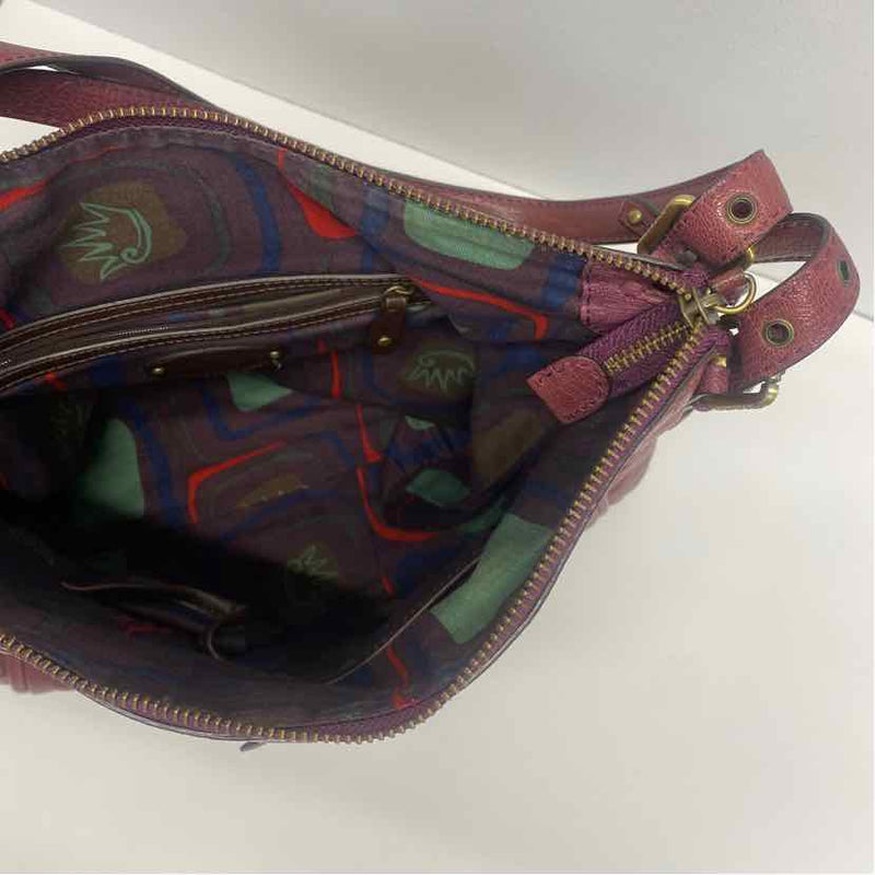 Gianni Bini Purple Distressed Leather Shoulder Handbag