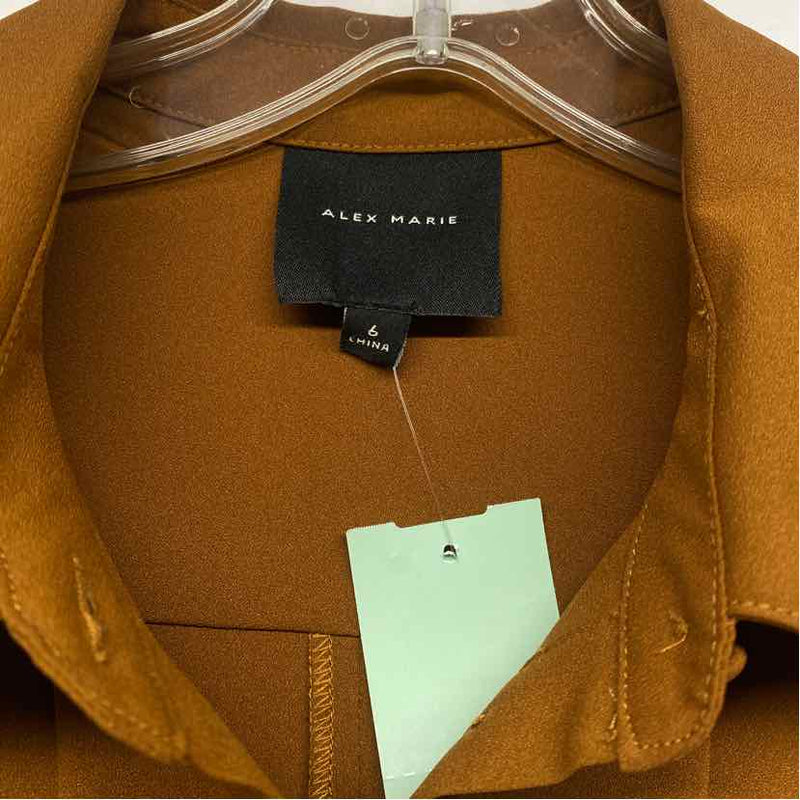 Alex Marie Size 6-S Women's Brown Solid Shirt Dress