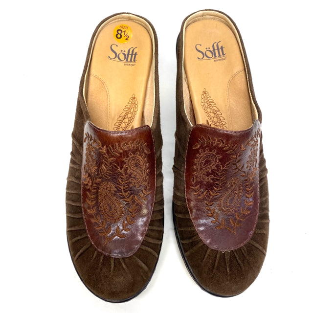 Sofft Size 8.5 Women's Brown Embroidered Shoes