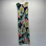 JM Hawaii Size Xl Women's Navy-Multicolor Pattern Maxi Dress
