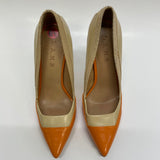 LAMB Size 6.5 Women's Tan orange Color Block High Heel Shoes